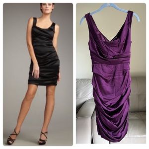 Elie Tahari Sadie Silk Mini Dress Sz 0 Rushed Purple Berries Wedding Guest Y2K